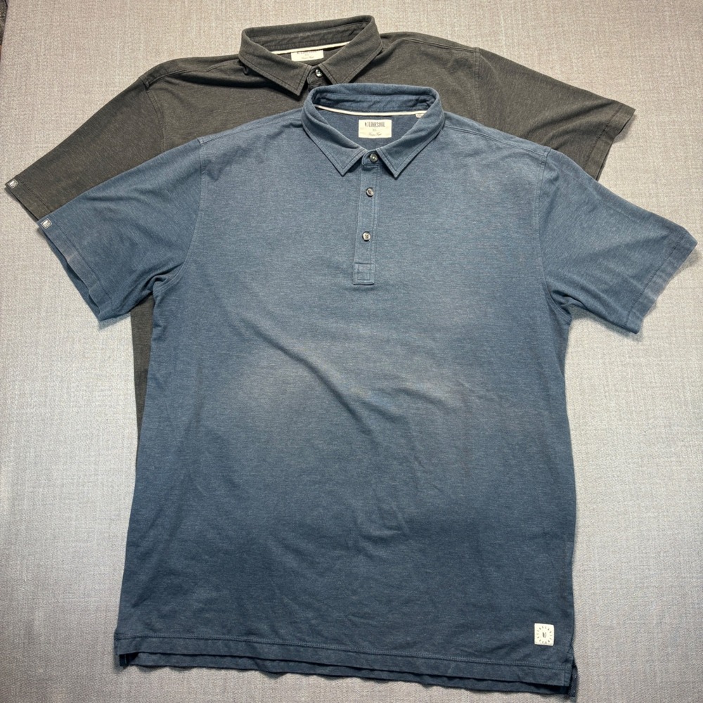 Linksoul Mens XL Polo Shirts Navy Blue Charcoal Grey Lot of 2 Short Sleeve Golf